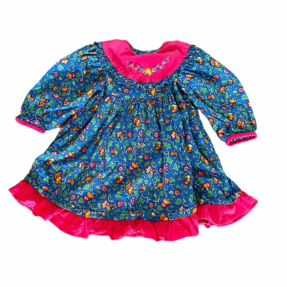 Vintage Wee Clancy Melissa Pumpkin Flowers Dress